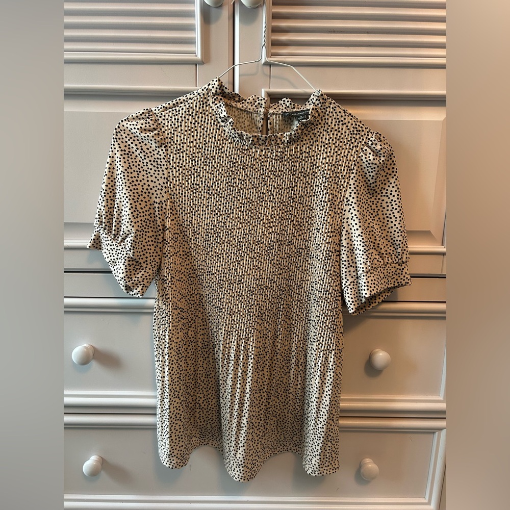 Adrianna Papell Black and Cream Patterned Top